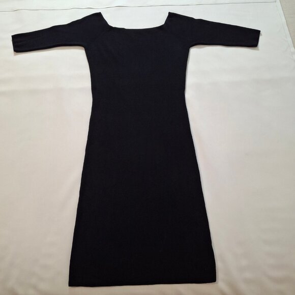 Sleek Zara Knit Size L Boatneck Bodycon 3/4 Sleeve Midi Dress Pull On - Picture 3 of 15